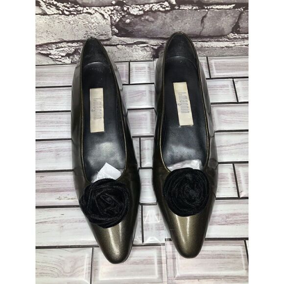 I. Magnin Green Metallic Patent leather Slip On Heeled Shoes Women Sz 6M US/36EU - Picture 4 of 16